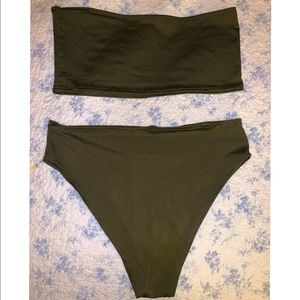 Green strapless bikini